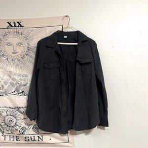 Dark Grey loose button up
